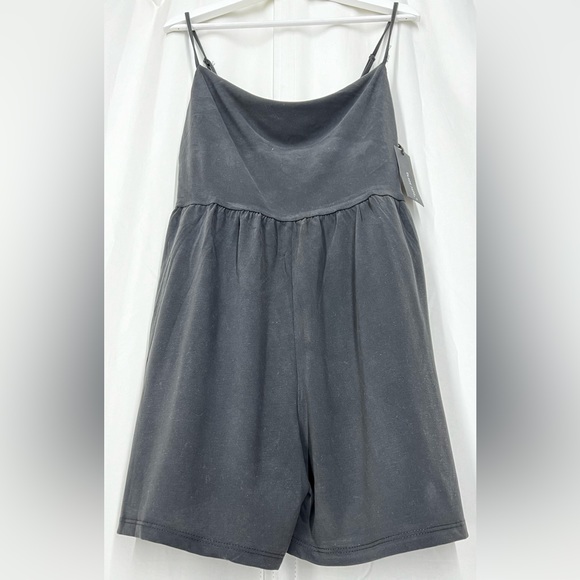 BLACK TAPE Women's Dark Grey Draped-Neck Spaghetti Strap Pull-On Romper SZ M - Picture 6 of 13